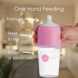 PopYum 9 oz Pink Formula Making Baby Bottle 3-Pack with White Drying Rack Bundle