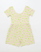 Pink and Green Floral Short Romper