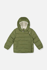 Winter Jacket Adapted For Car Seats Olive Green