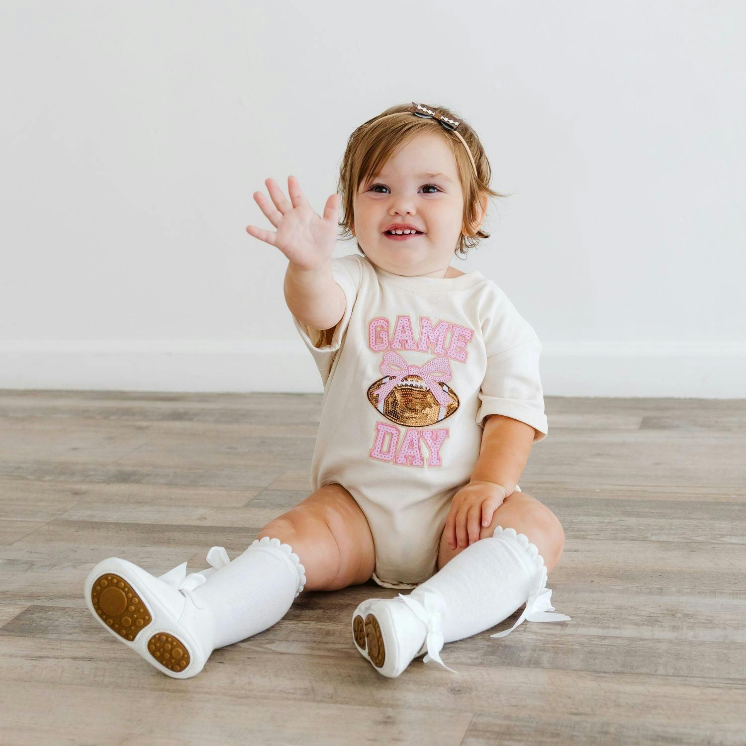 Game Day Sequin Patch Short Sleeve Romper