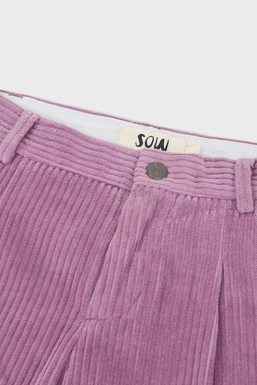Organic Cotton Corduroy Double Pleated Wide Leg Pants