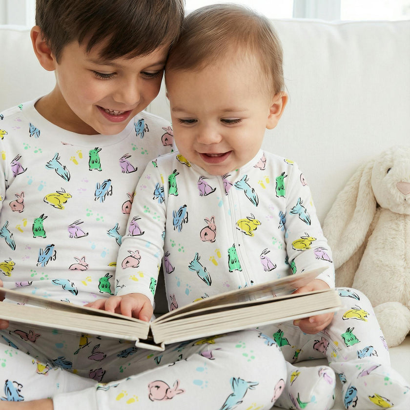 The Organic Long Sleeve Pajama Set [Bunny Hop]