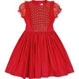 Camelia Red Cotton Smocked Dress