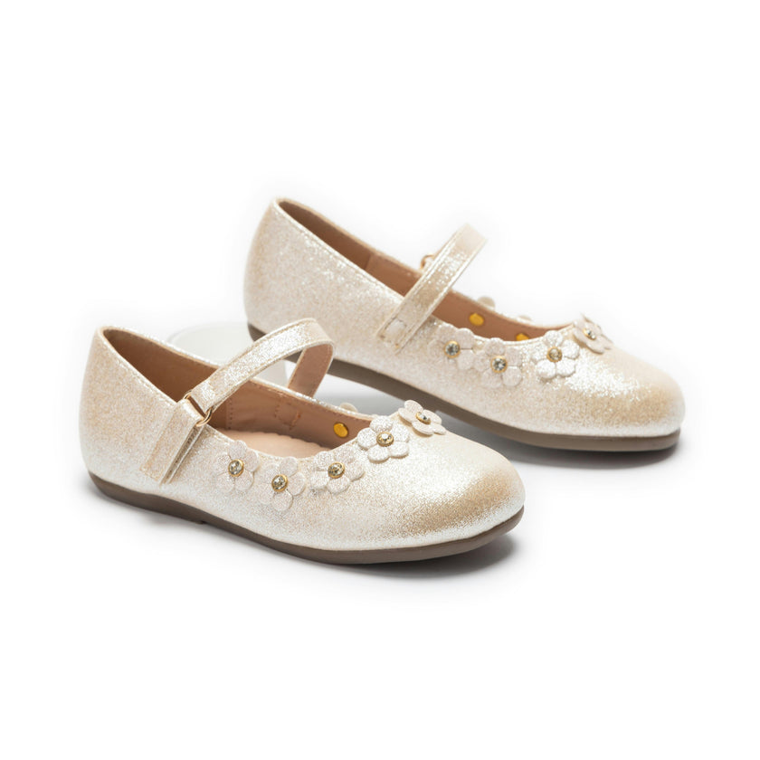 Gold Aurelia Flower Shoes