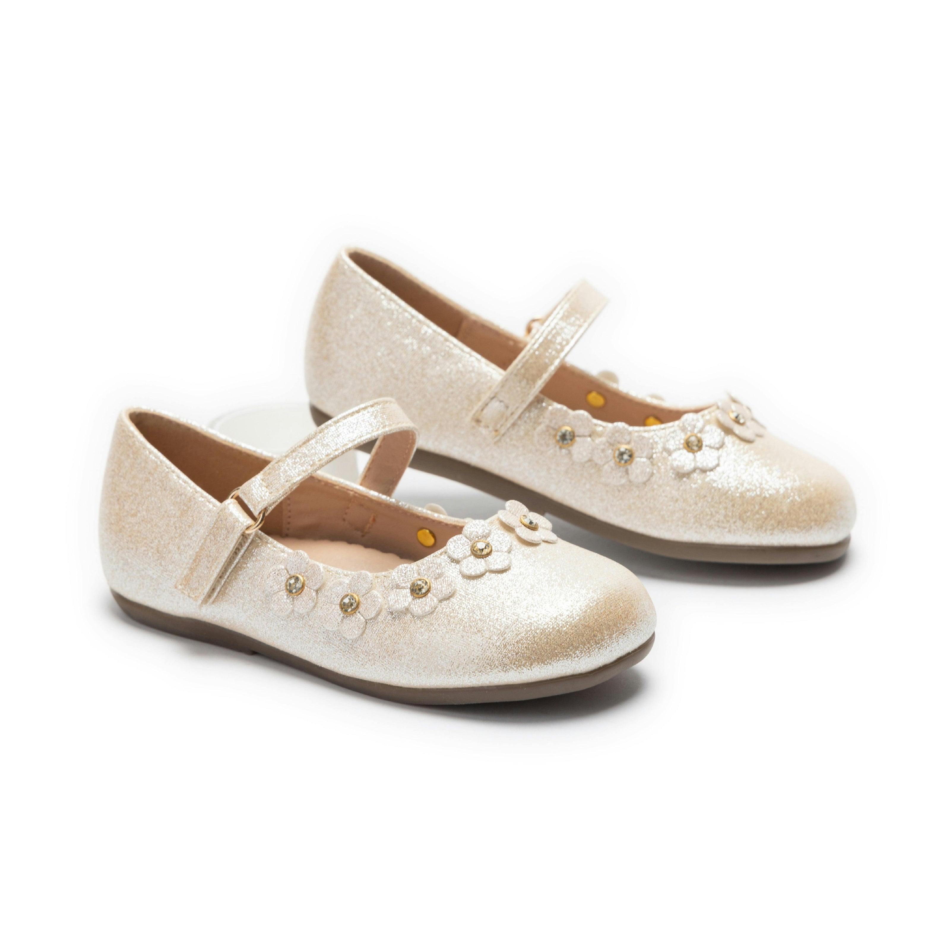 Gold Aurelia Flower Shoes