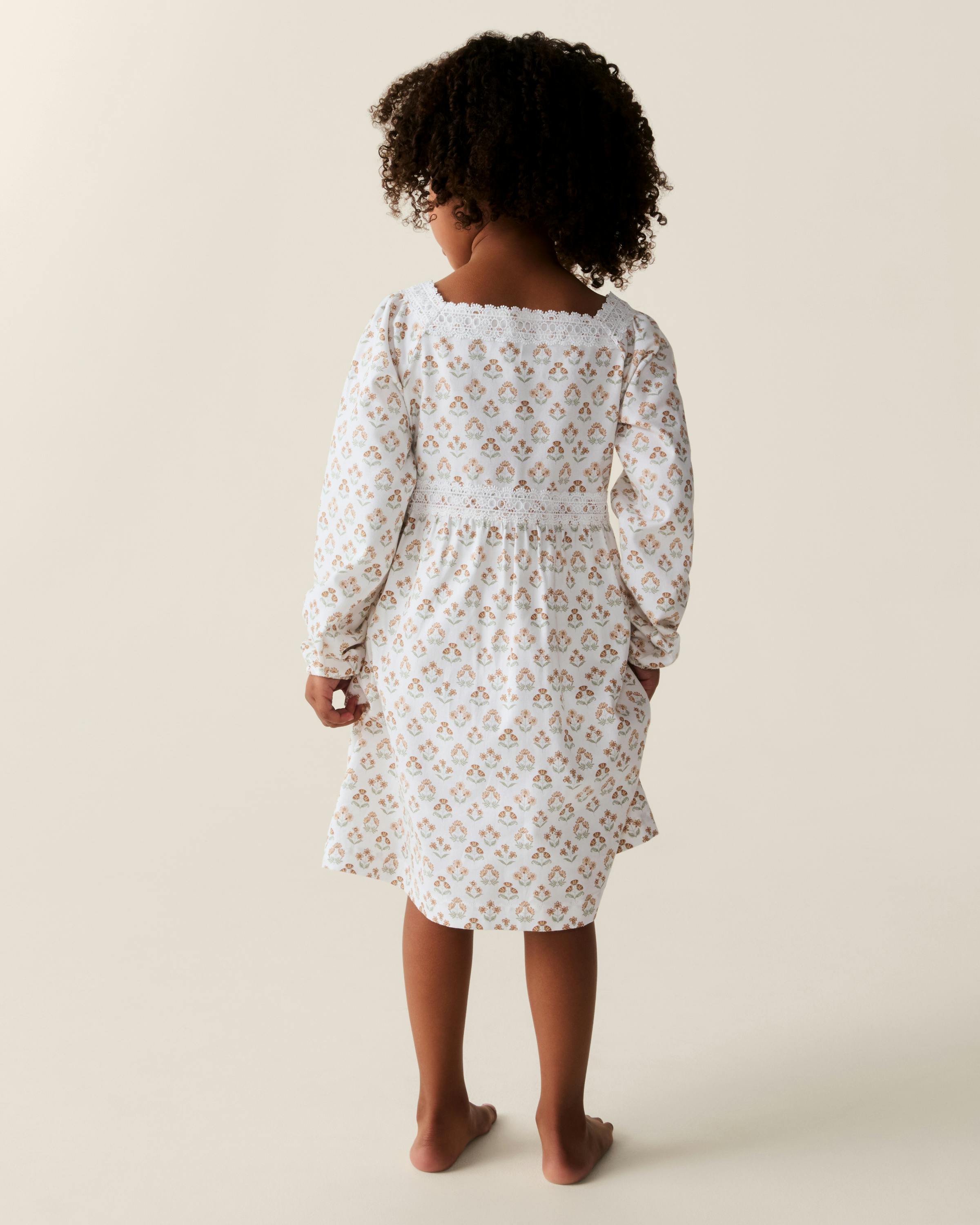 Girl's Twill Long Sleeve Juliette Nightgown in Estate Garden