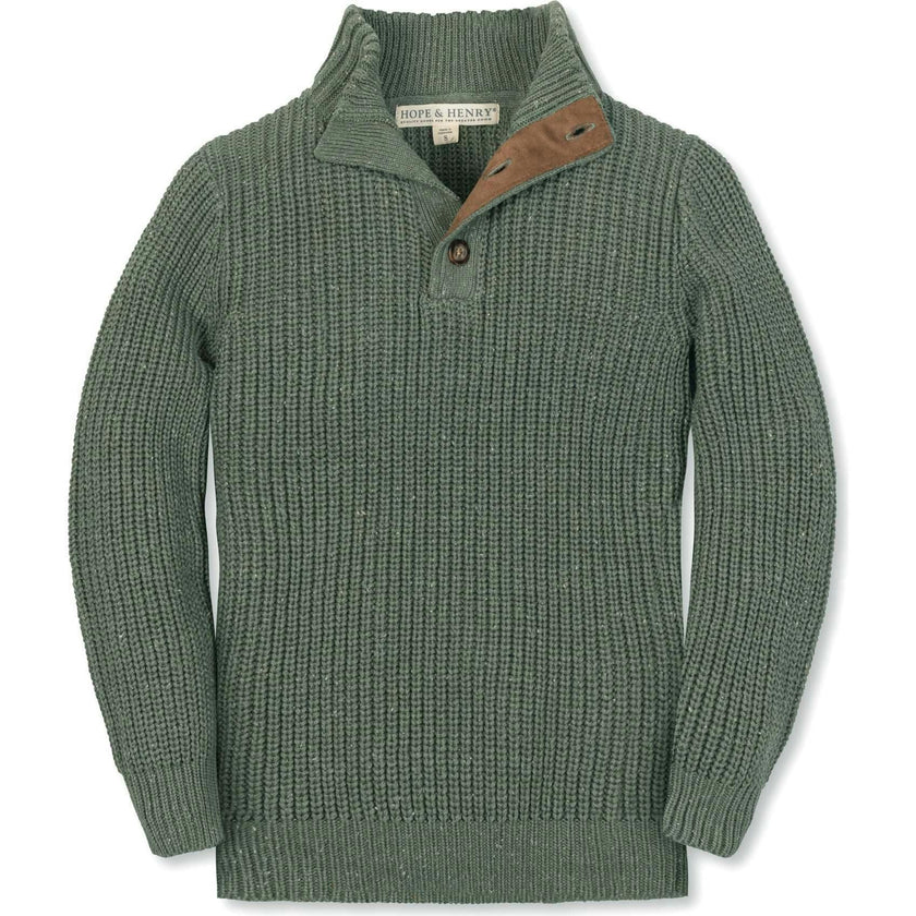 Organic Mock Neck Cardigan Stitch Sweater