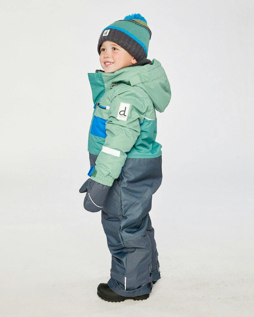 Kids One Piece Play Snowsuit Sage Green And Grey