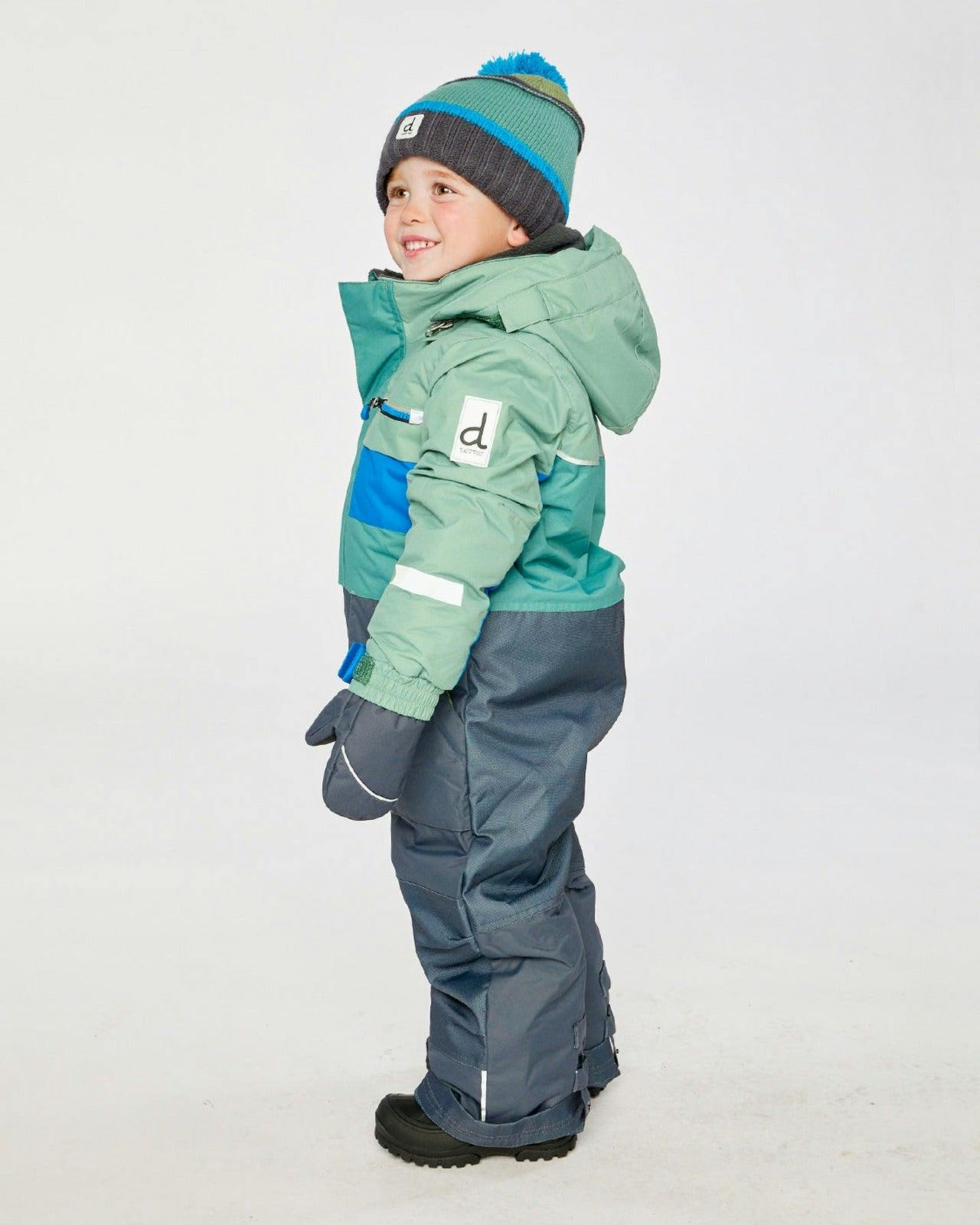Kids One Piece Play Snowsuit Sage Green And Grey