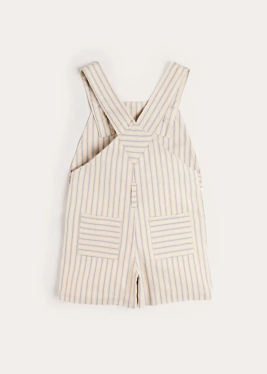 Percy Stripe Insignia Pocket Detail Dungarees in Blue (18mths-4yrs)