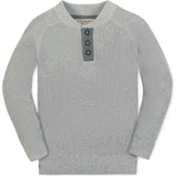 Organic Long Sleeve Henley Pullover Sweater with Elbow Patches