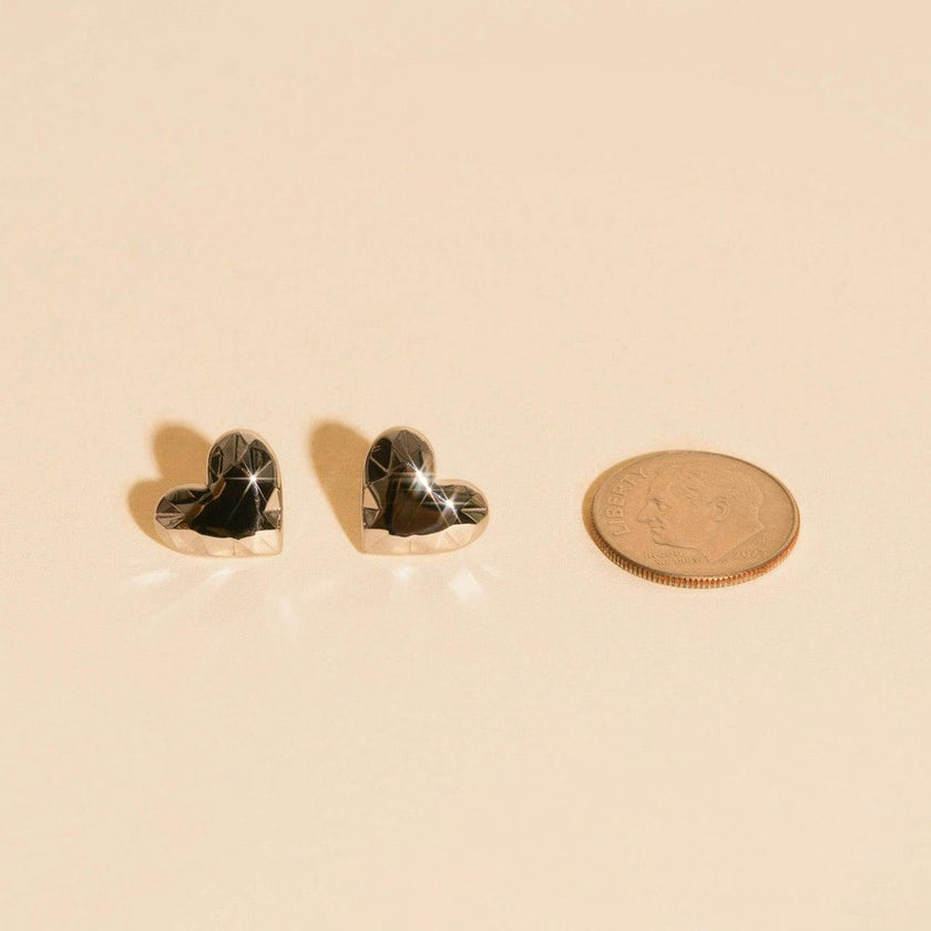 Geometric Heart Stud Earrings