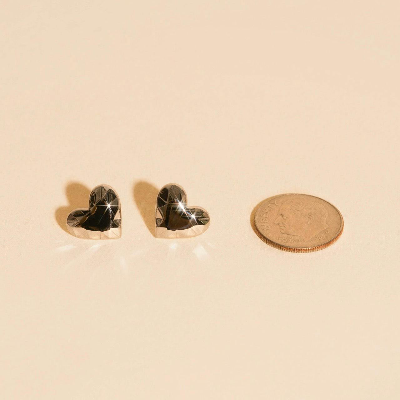Geometric Heart Stud Earrings