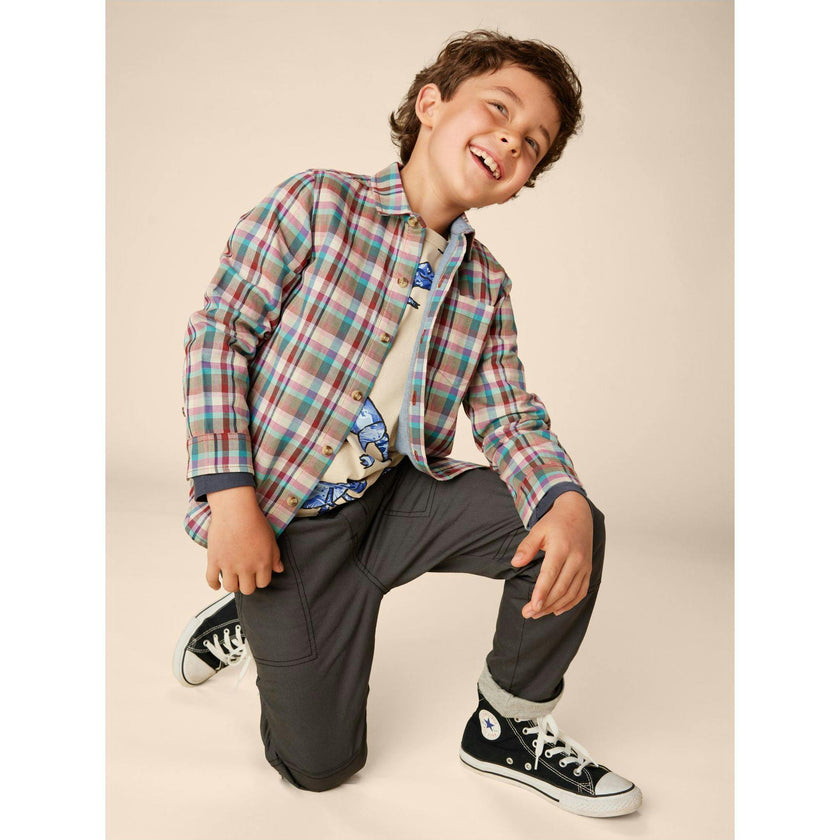 Double Weave Plaid Chest Pocket Button-Up Shirt, Multi