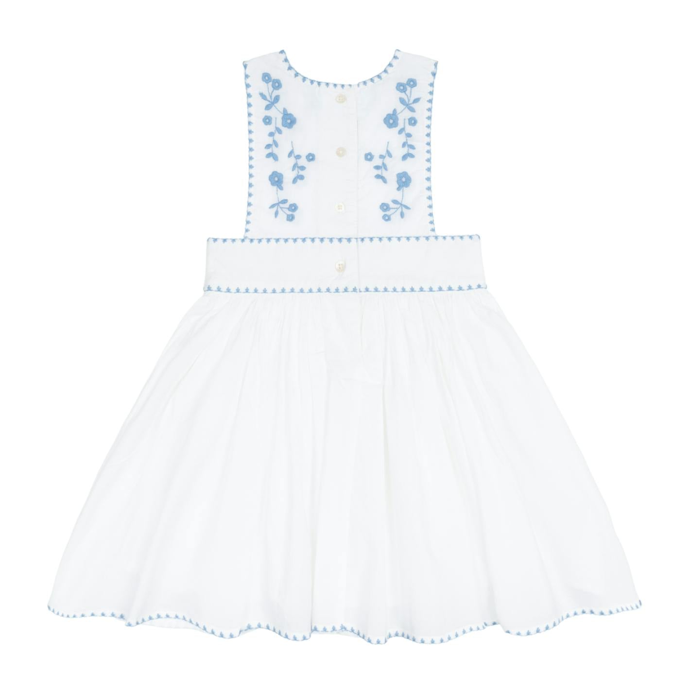 girls white embroidered pinafore dress