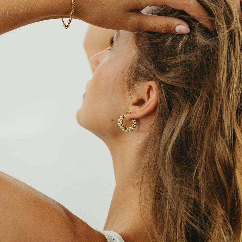 Mini Pearl Hoops