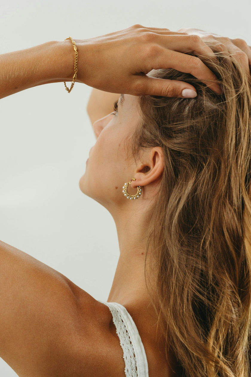 Mini Pearl Hoops