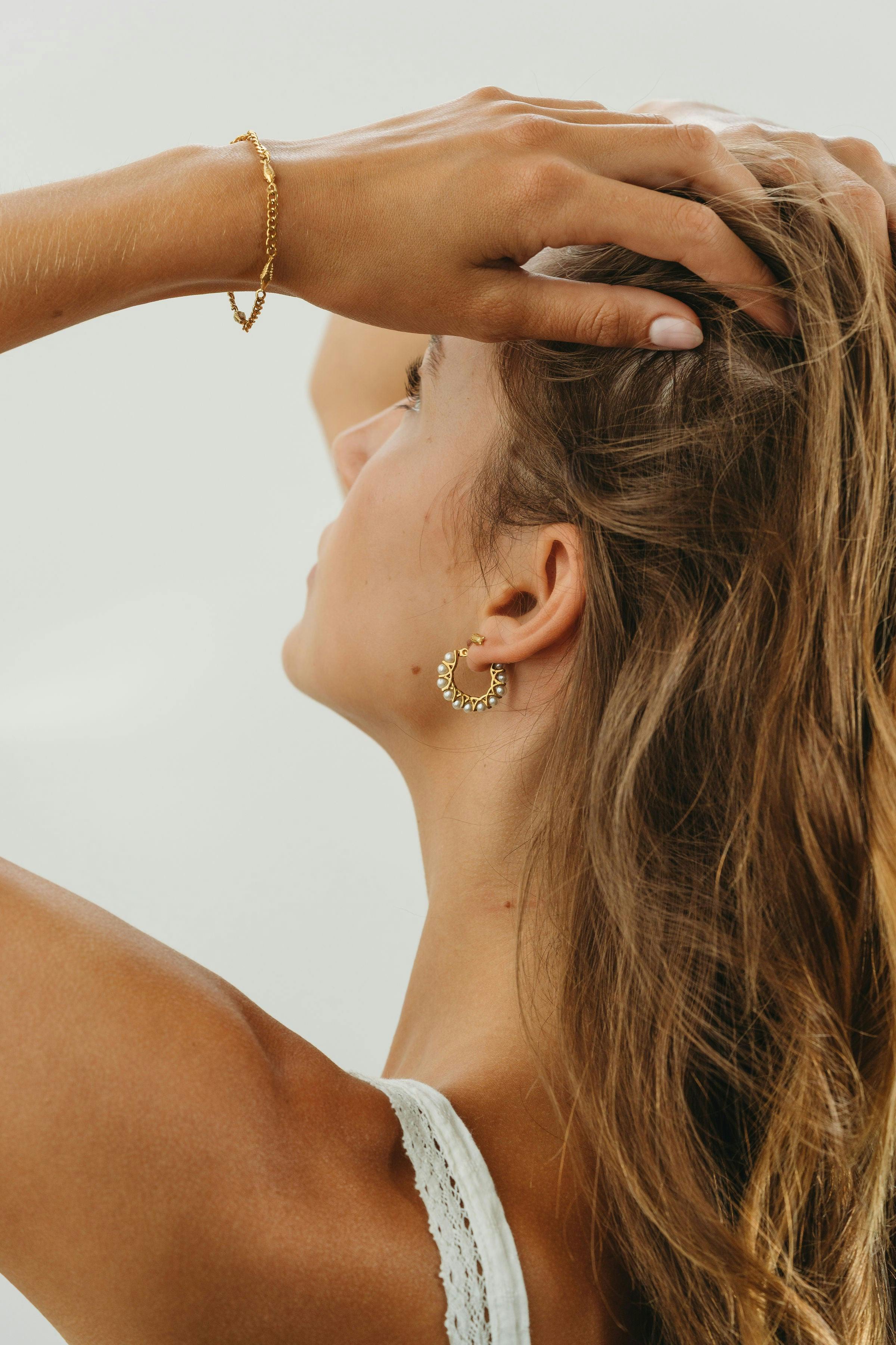 Mini Pearl Hoops