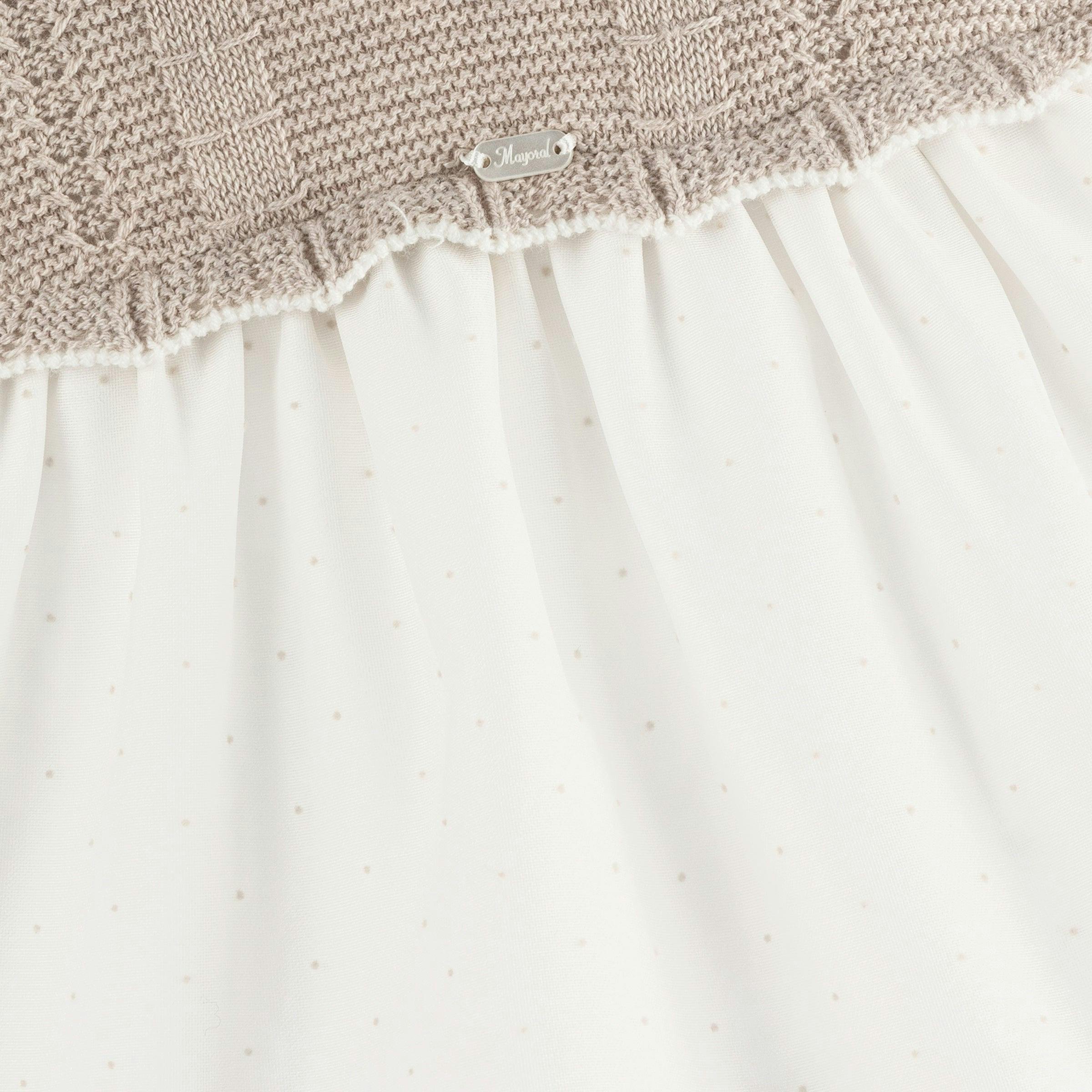 Beige Ruffle Collar Jersey Dress