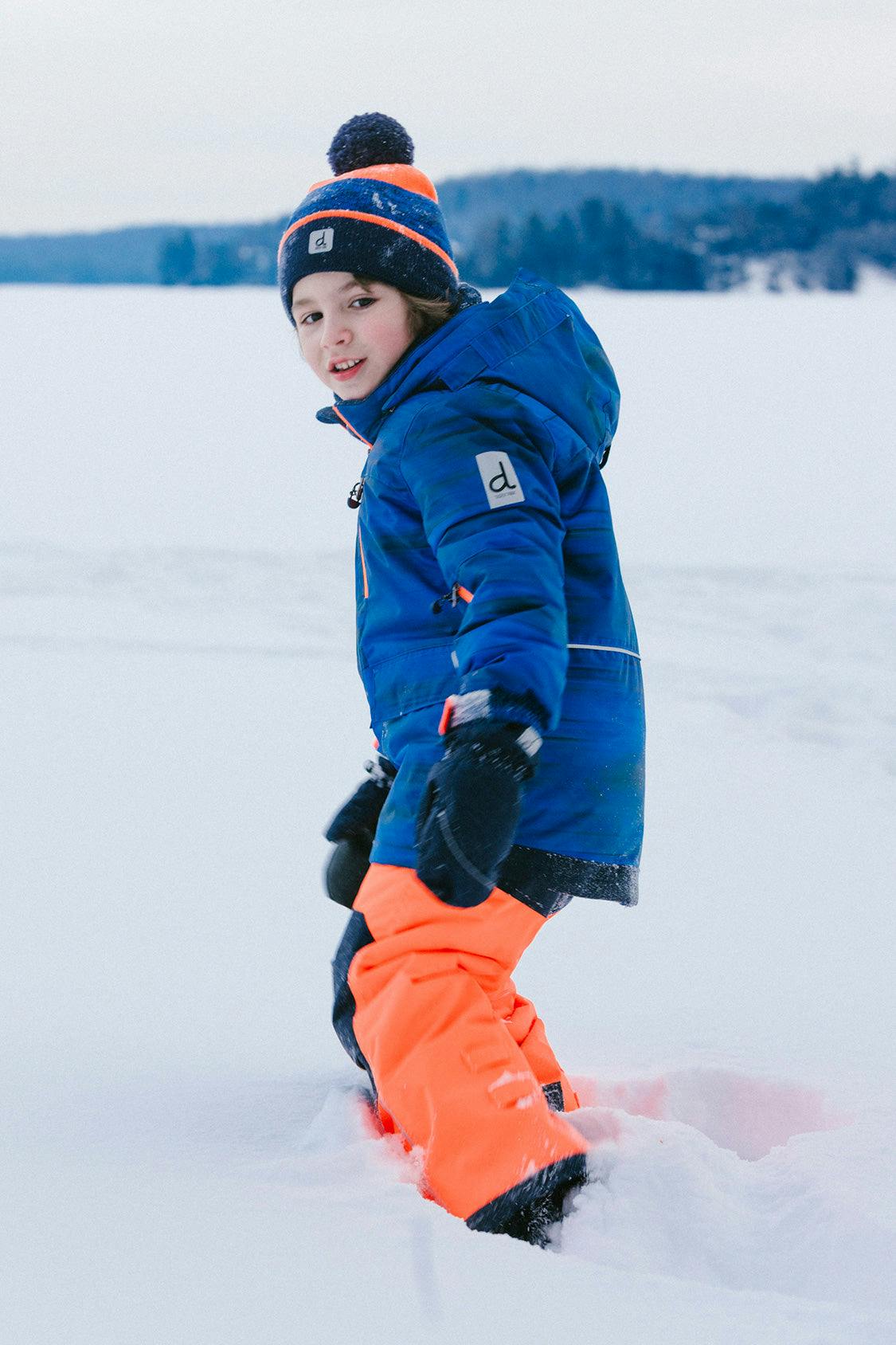 Two Piece Play Snowsuit Navy Blue and Orange with Orange Pants