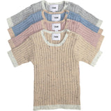 Ribbed Knit Short Sleeve Retro Top