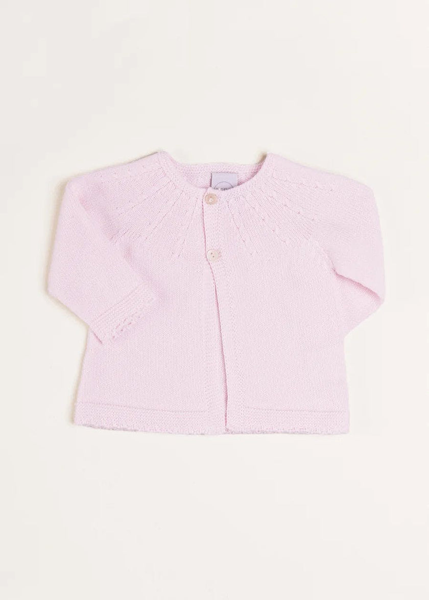 Openwork Detail Baby Cardigan in Baby Pink (1-9mths)
