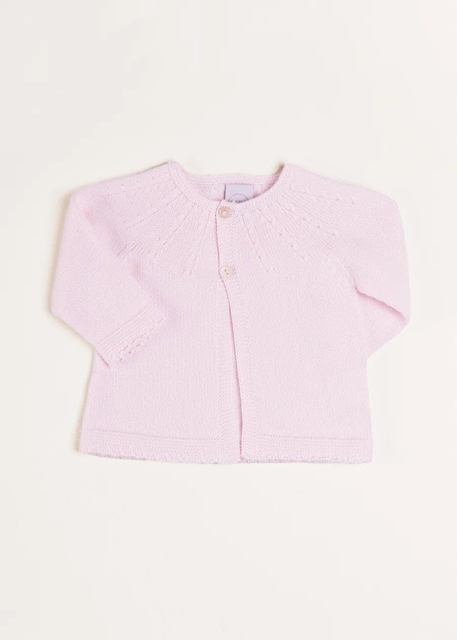 Openwork Detail Baby Cardigan in Baby Pink (1-9mths)