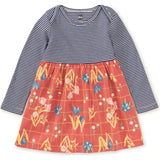 Babys Mix Print 2-Tone Long Sleeve Skirt Dress, Multi