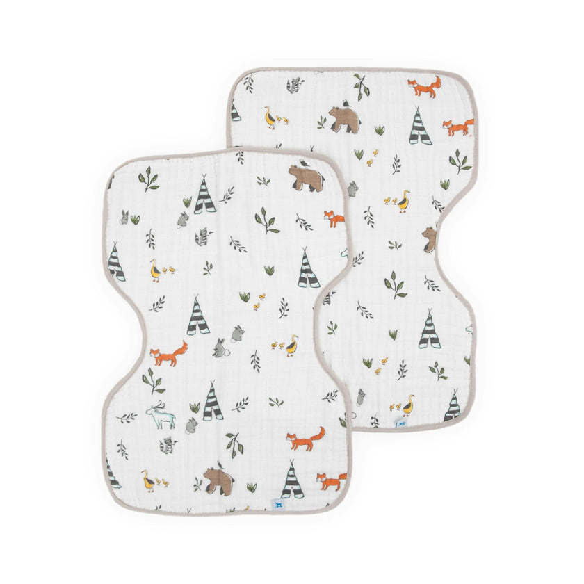 Cotton Muslin Burp Cloth 2 Pack - Forest Friends