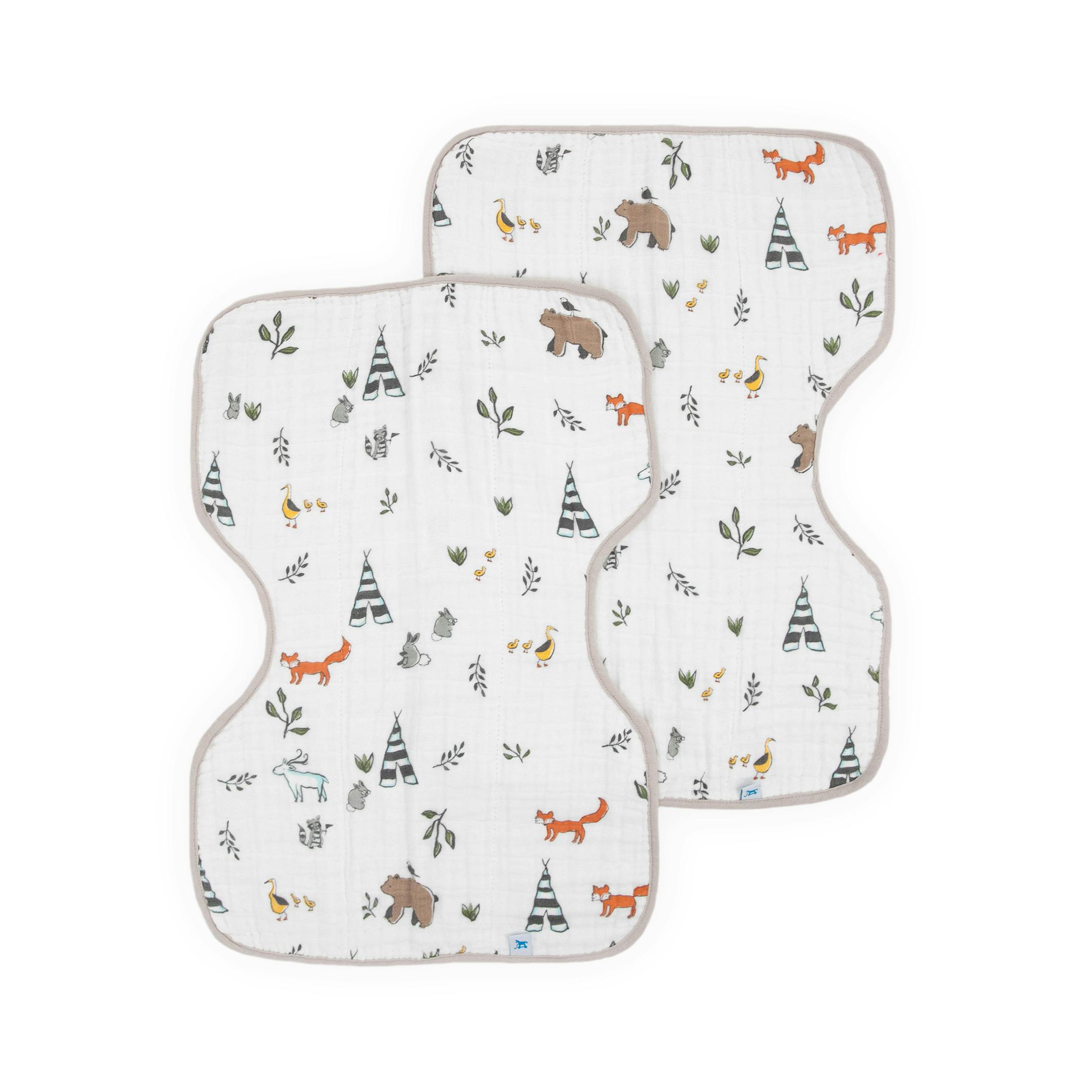 Cotton Muslin Burp Cloth 2 Pack - Forest Friends