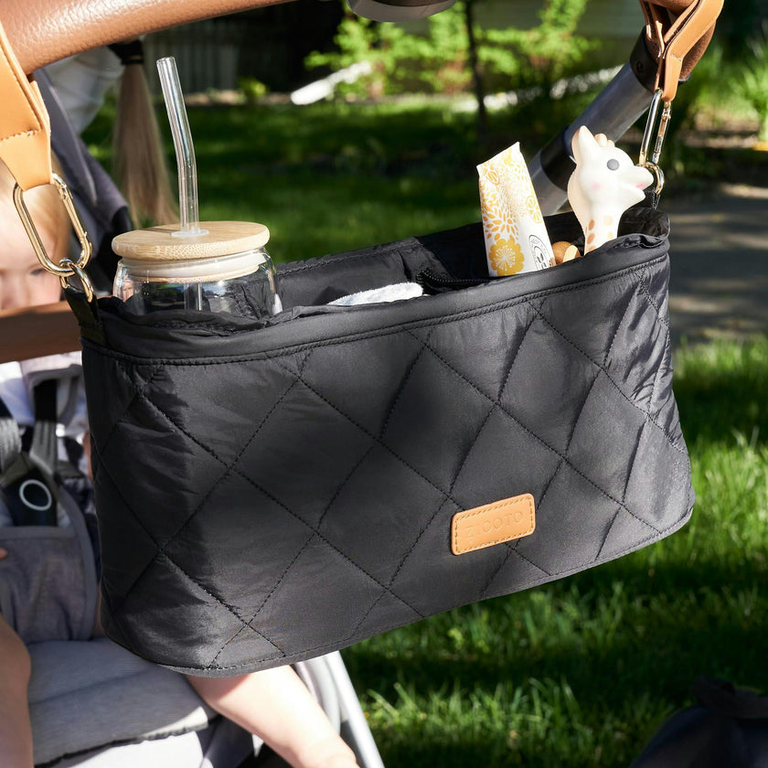 ZICOTO Beautiful Stroller Organizer Bag - Easy to Install Stroller Caddy incl. Cup Holder Attachment - Perfectly Sized Accessories For Any Stroller