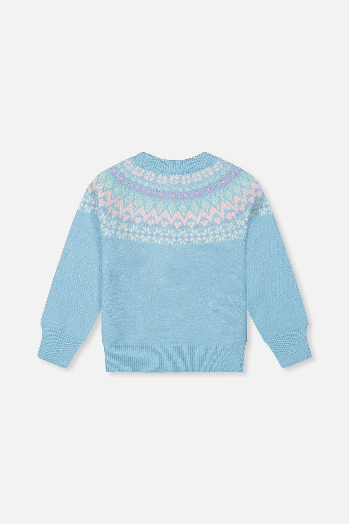Knit Sweater With Nordic Jacquard Light Blue