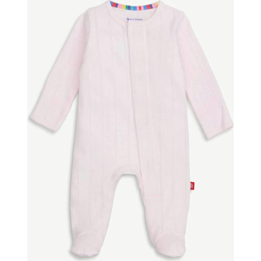 Love Lines Pink Organic Cotton Pointelle Magnetic Footie