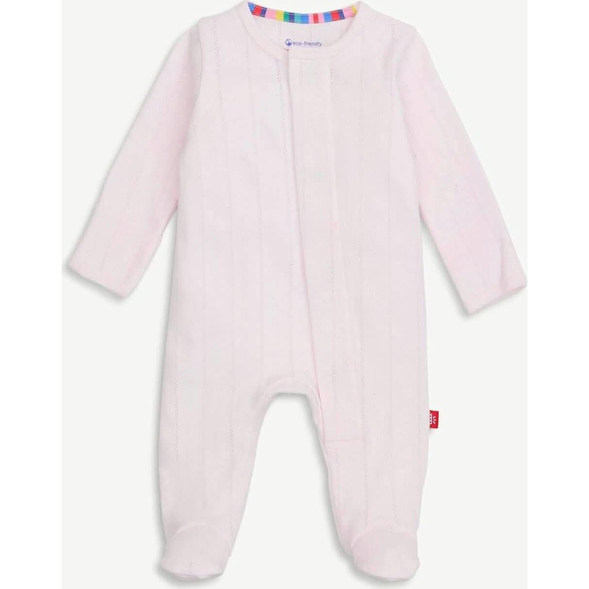 Love Lines Pink Organic Cotton Pointelle Magnetic Footie