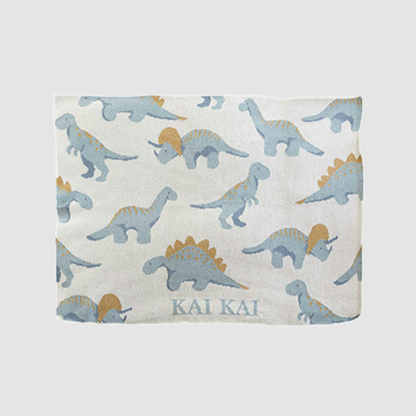 Custom Personalized Baby Sustainable Knit Throw Blanket - Dinosaur