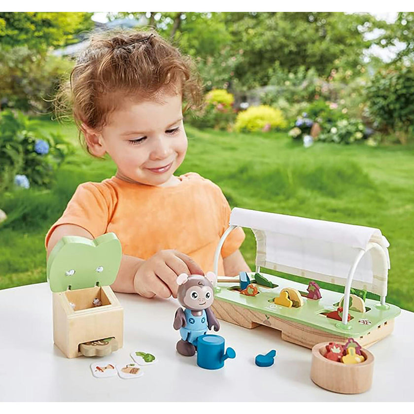 Hape: Organic Greenhouse Set - 10pc Wooden Miniature Gardening Toy Playset