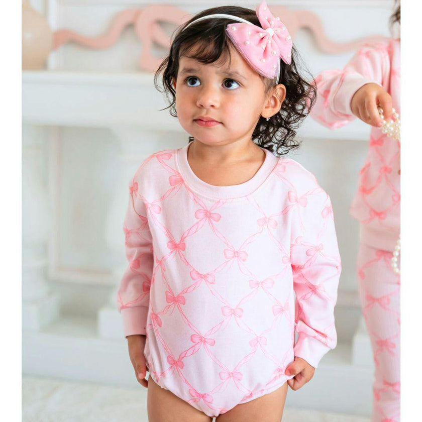 Bow Trellis Long Sleeve Romper