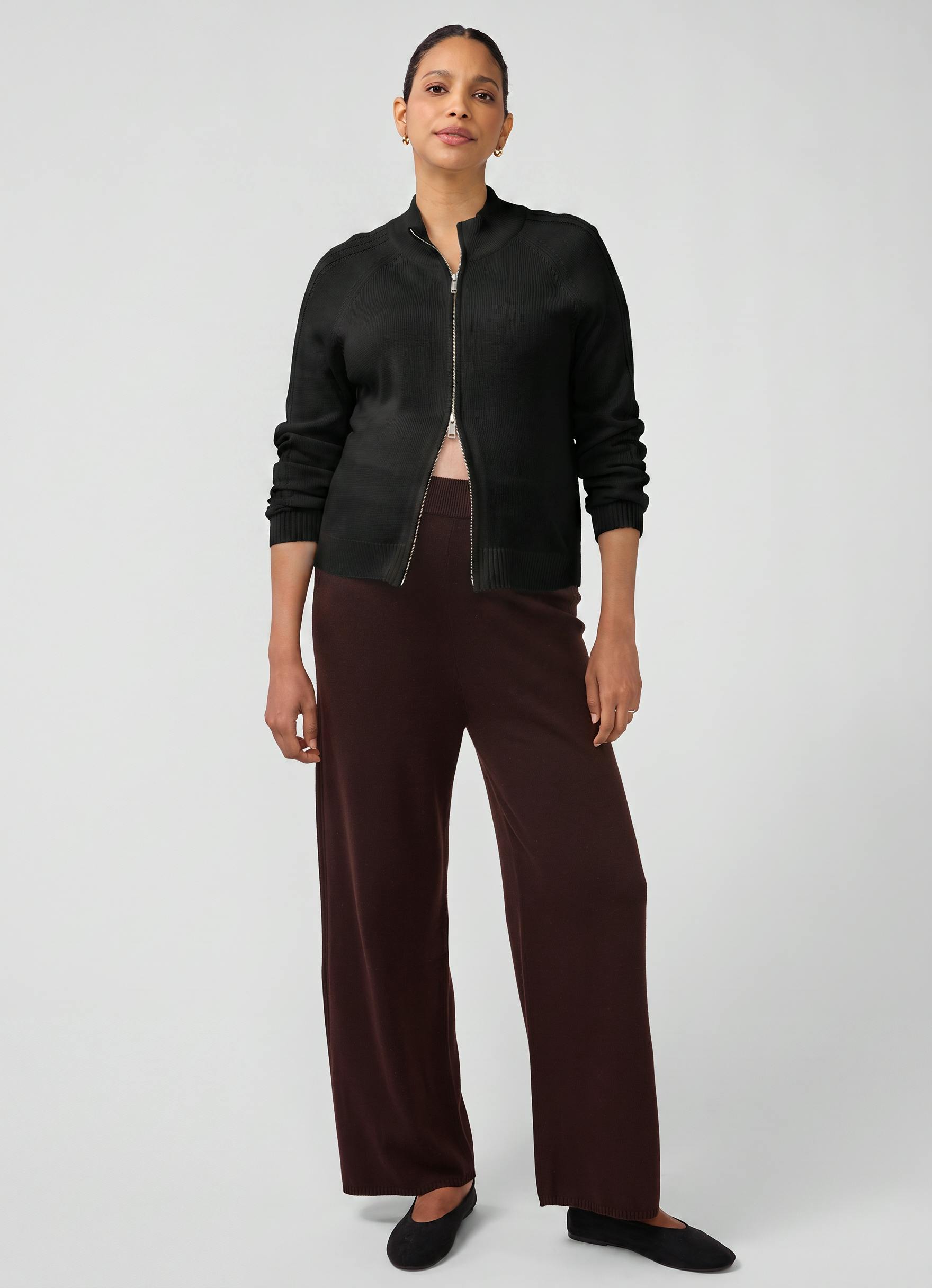 Funnel Neck Raglan Knit Maternity Cardigan
