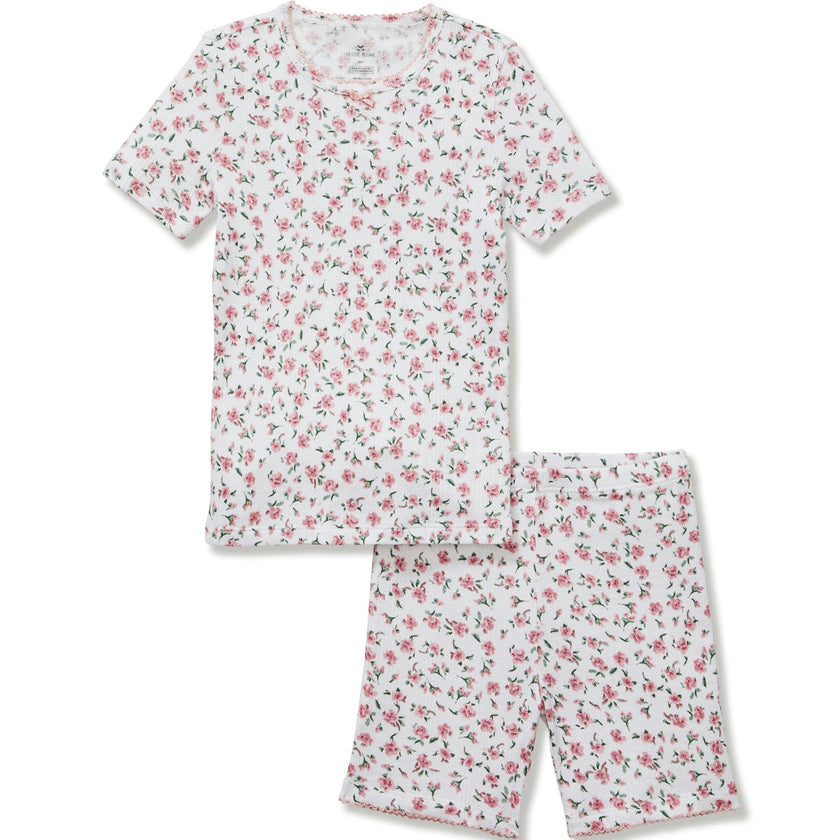 Kid's Pointelle Pajama Short Set in Pink Floral