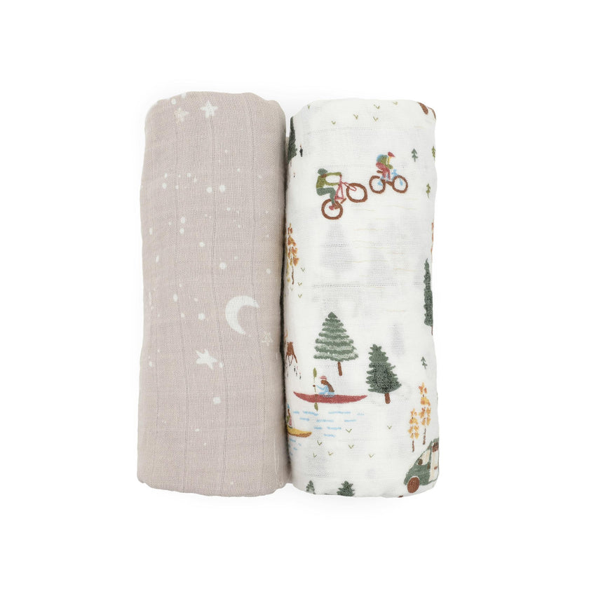 Organic Cotton Muslin Swaddle Blanket 2 Pack - Alpine Adventure