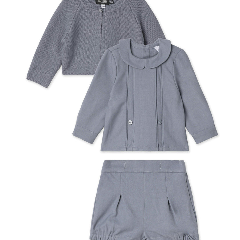 Woolen 2Pc Set with Cardigan Blue