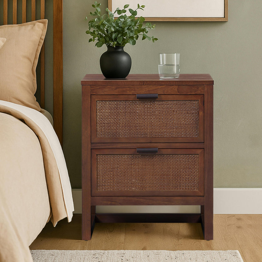 Hatteras Nightstand with 2 Deep Drawers for Bedroom Organization