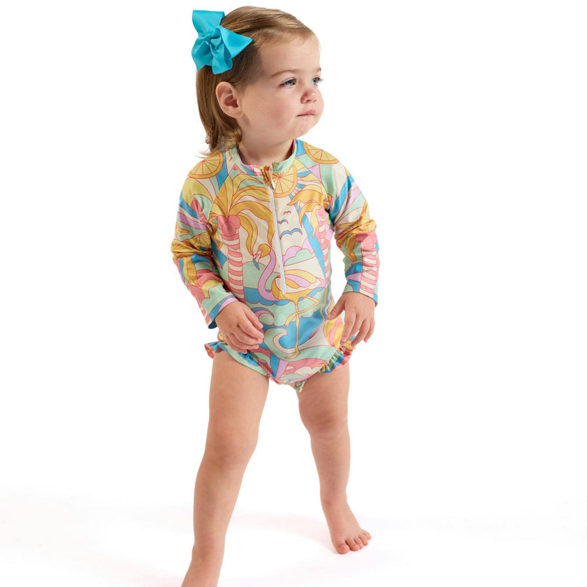 The Paradiso - Girls Rash Guard One Piece with Ruffle UPF 50+