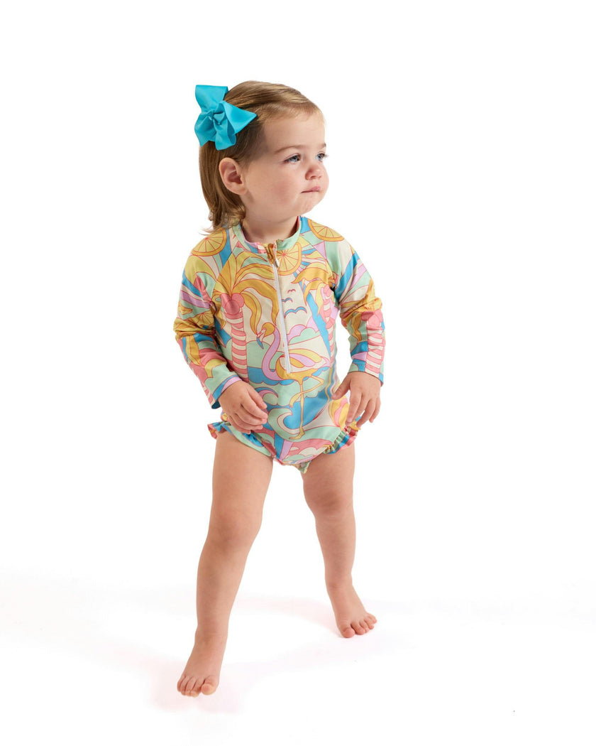 The Paradiso - Girls Rash Guard One Piece with Ruffle UPF 50+