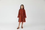 Willow Corduroy Shirt Dress with Hand Embroidery Rust