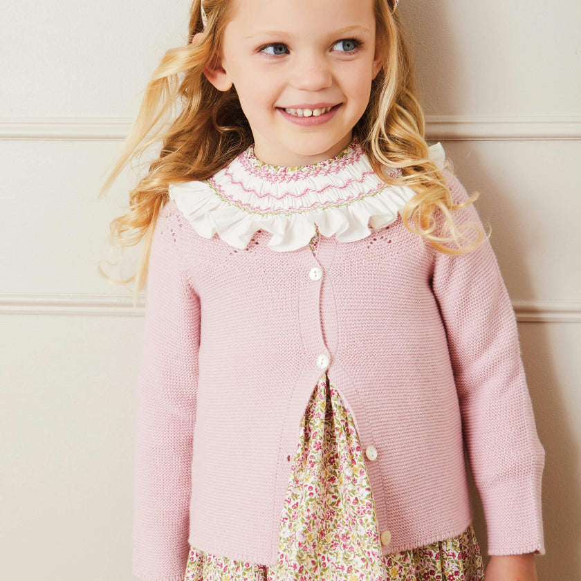 Openwork Cardigan In Pink (6mths-10yrs)