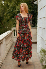 Winnie Dress in Midnight Roses