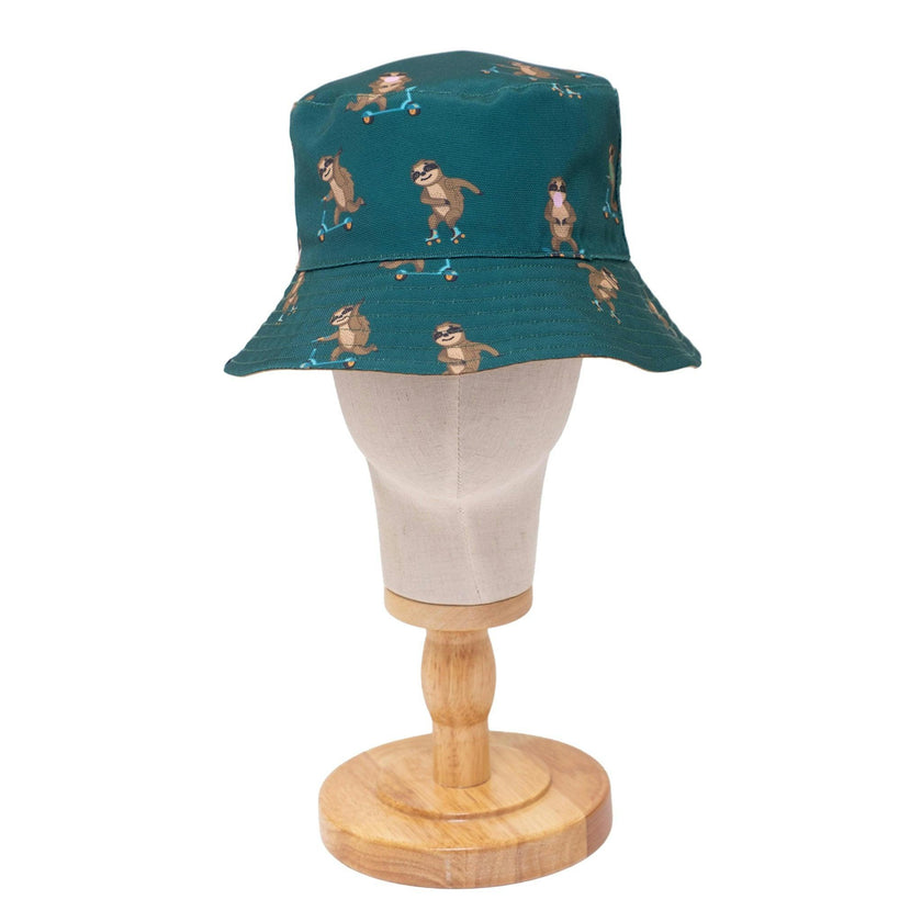 Reversible Bucket Hat – Pals in Print Collection: Skating Sloths