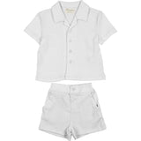 Boys Printed Gauze Collared Shirt & Short Set