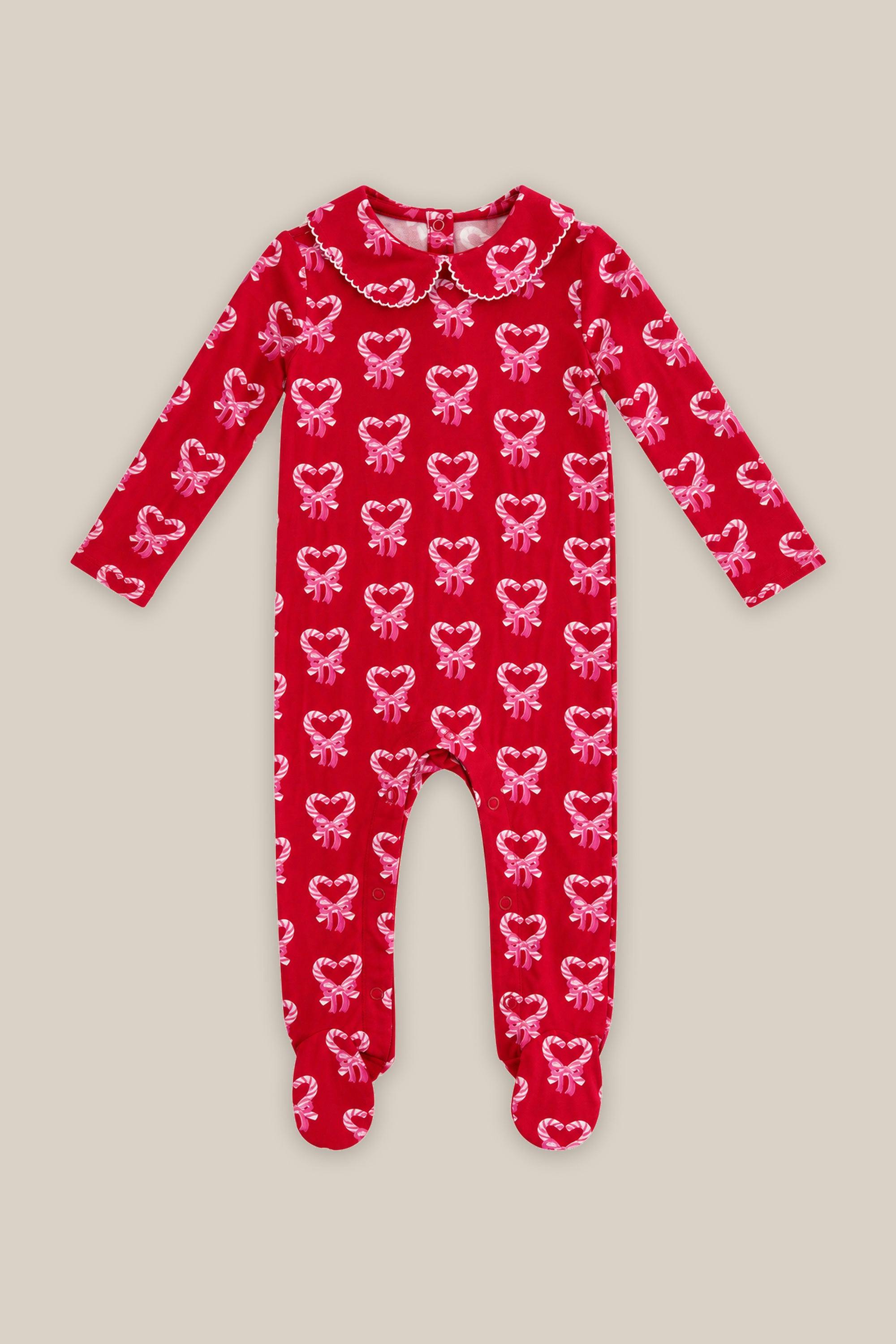 Baby Kali Pajamas in Poinsettia Candy Canes